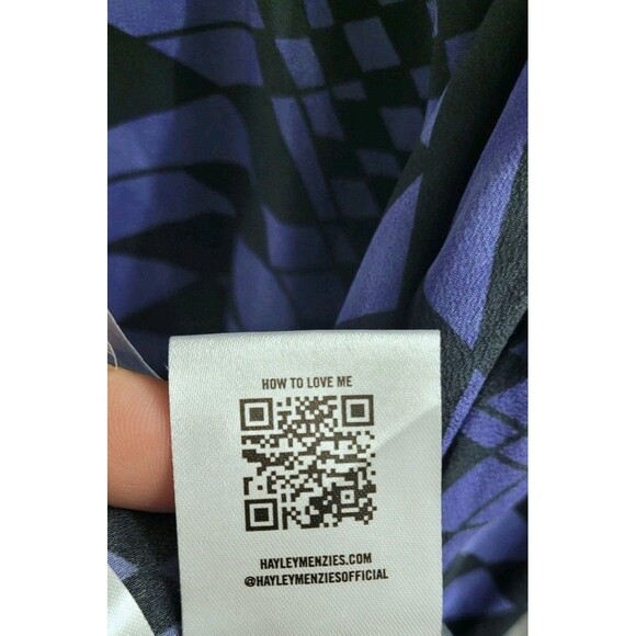 Hayley Menzies Cherry Blossom Girl Silk Dress Blue Black Size S NWOT - Picture 15 of 16